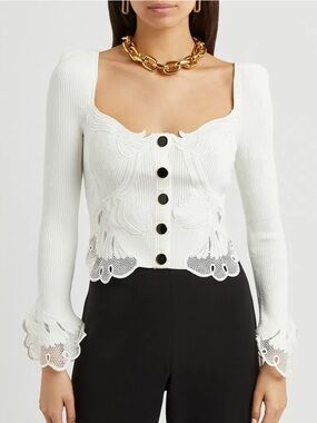Self-Portrait Lace Detail Top, Size Small